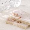 3 pairs 6 pieces earrings women surgical stainless steel stud second piercings flower cherry blossom heart four-leaf clover spring zirconia silver set