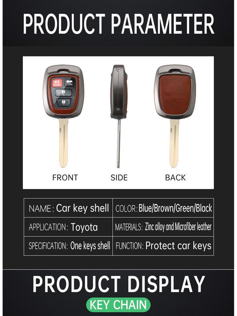 Key Cover Shell for Toyota FJ Cruiser, RAV4, Prado, and Land Cruiser