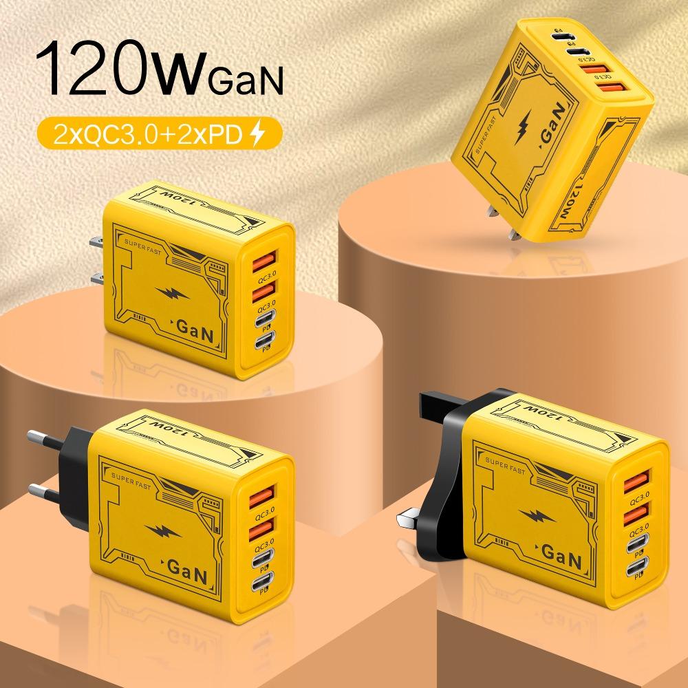 120W mecha PD fast charging charger dual typec dual usb suitable for Apple 15 Huawei mobile phone 5v2a charging head