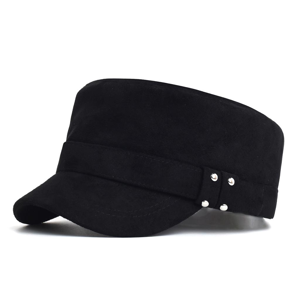 Damen Wildleder Schiebermütze | Vintage Achteckige Baskenmütze mit kurzem Schirm, Flachem Oberteil Marine Bäckerjungenmütze für Damen Wintermode