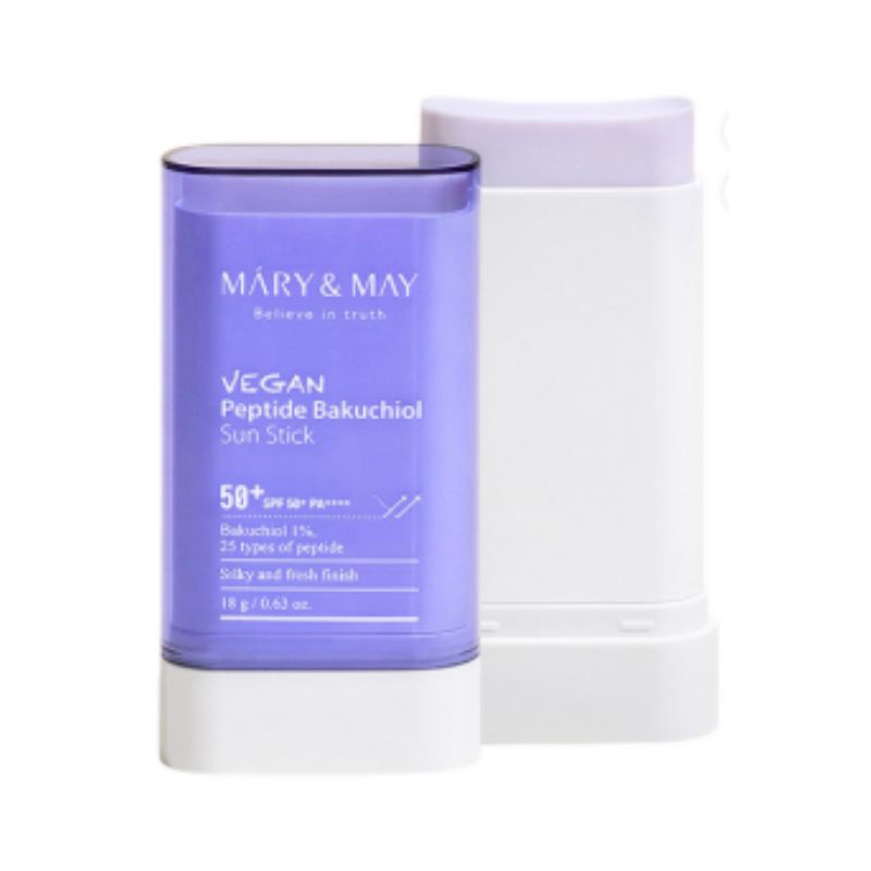 

MARY & MAY Веганский Пептидный Бакчиол Гладкий Солнцезащитный Стикер SPF50+ PA++++ 18 мл – Портативный Антивозрастной Солнцезащитный Стикер для Ухода за Морщинами и Защиты от УФ-Излучения
