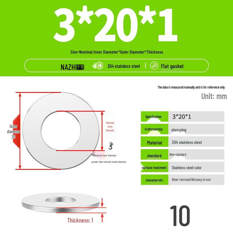 Thickened 304 Stainless Steel Flat Washer Spacer (M4-M8)