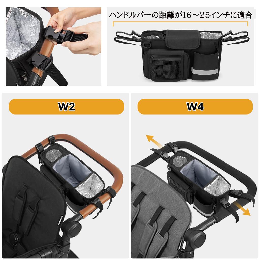 LoDrid Stroller Bag Stroller Drink Holder Pocket Organizer Stroller Bag