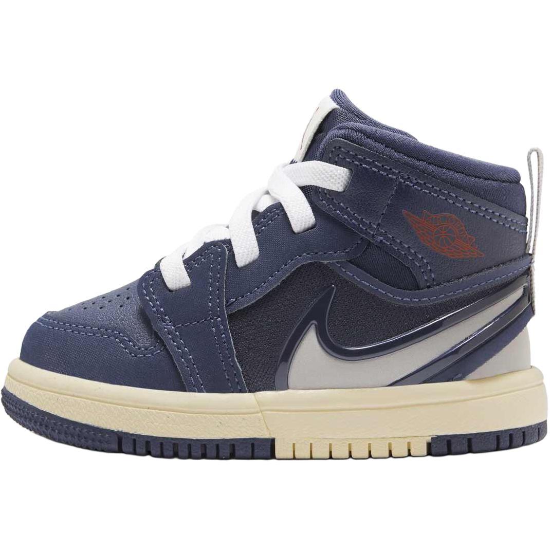 

Кроссовки Air Jordan 1 Mid RM EasyOn TD Midnight Navy Baby, синие, Varsity-Red Muslin FQ1283-400 25