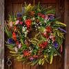 Spring   Wrth Plastic Grass Front Door Artificial Flower Wrth for Outdoor Indoor Decoration   45cm