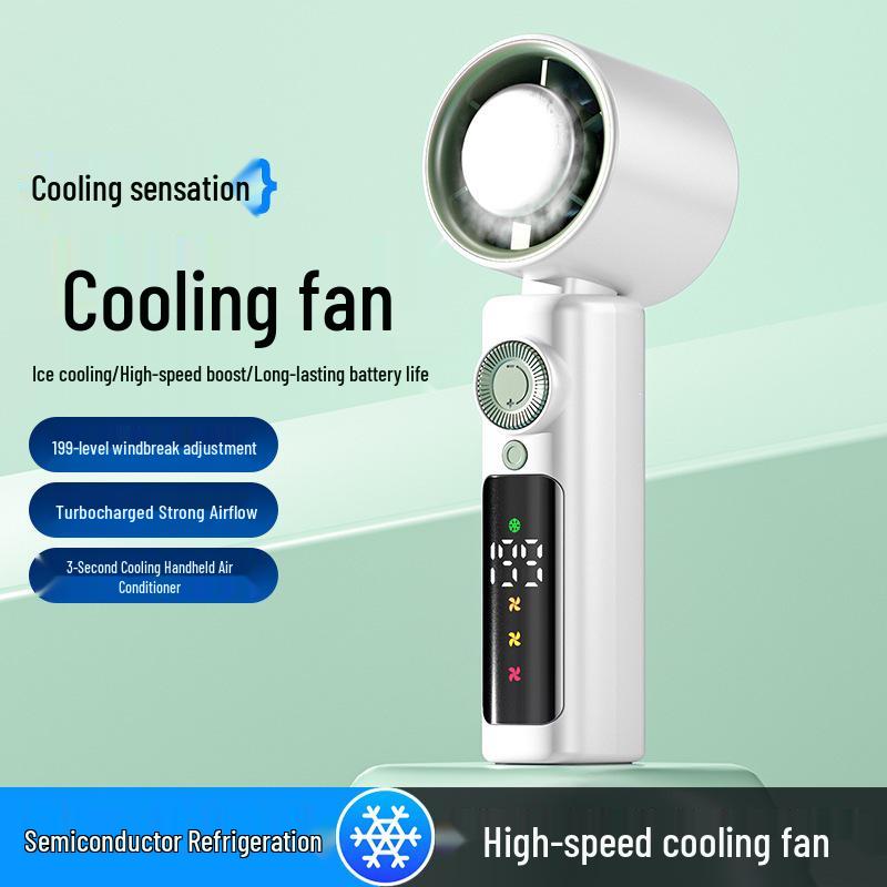 Portable Silent Cooling Mini USB Rechargeable Handheld Fan with Ice Pack 4000mAh - 199 Levels