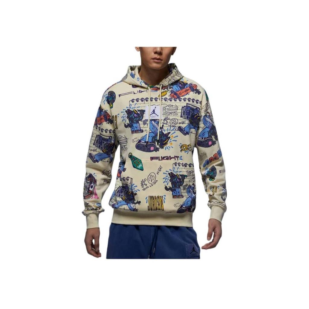 Jordan Graffiti Design Casual Thin Fleece Pullover Long Sleeve Sweatshirt Men Sweatshirt Coconut-Milk FV8594-113