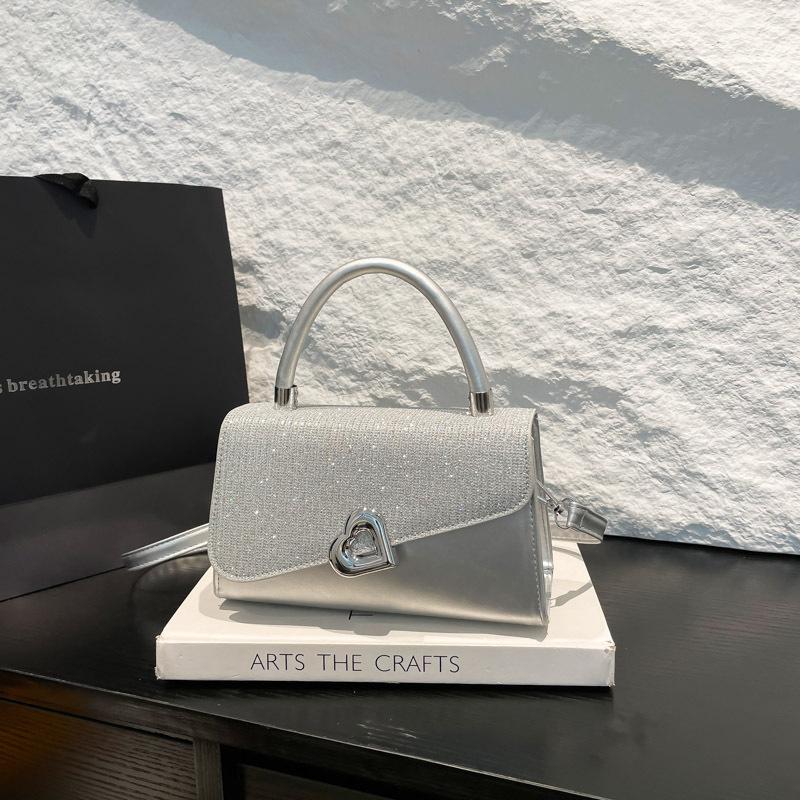 2025 new foreign style Korean version popular fashion shoulder messenger bag retro splicing fashionable sequined portable small square bag