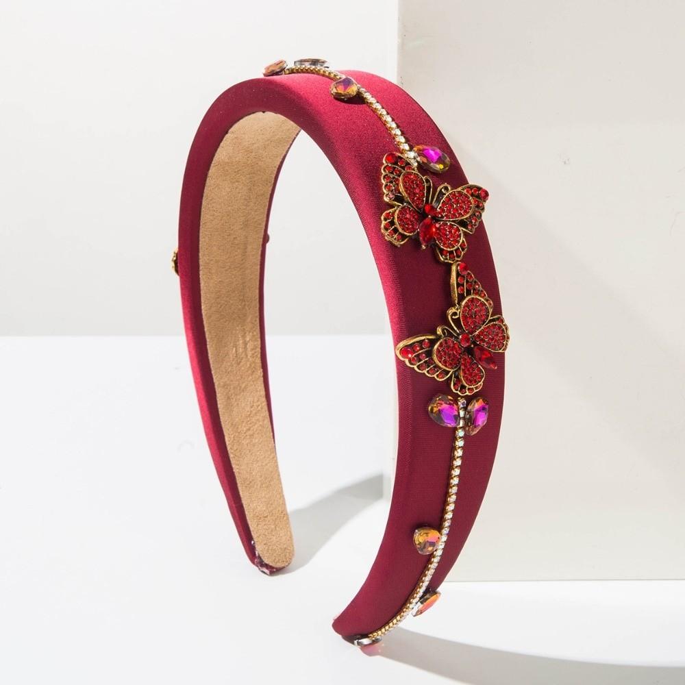 

Butterfly Rhinestone Baroque Headband Court Style Shiny Crystal Beads Hair Hoop Full Diamond Wide Hairbands