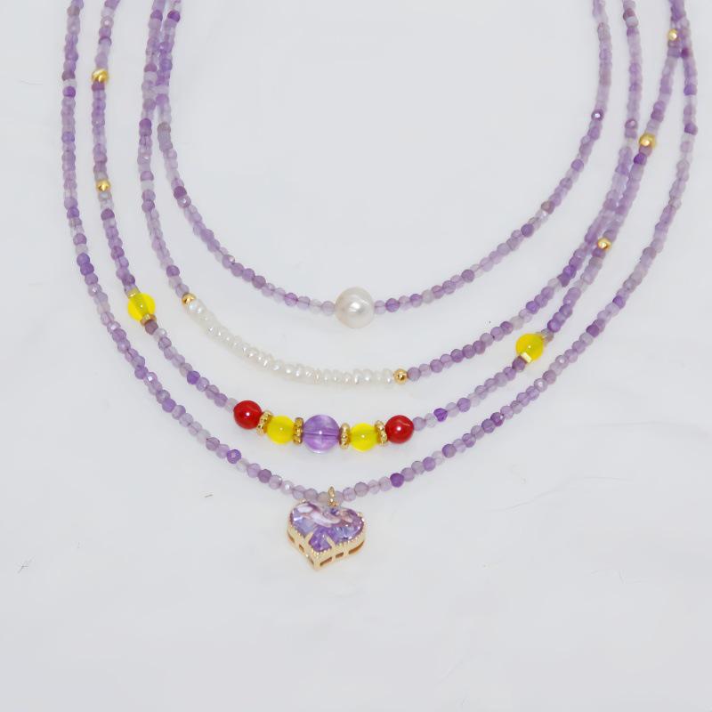 Vintage Amethyst Handmade Beaded Clavicle Necklace - Niche Design, Versatile Elegance