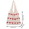 Knitted Love Pattern Tote Bag Stylish Woven Handbag Shoulder Bag for Women Party Work Travel Underarm Bag Outdoor