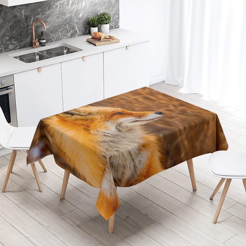 Cute Fox Tablecloth Party Restaurant Table Decoration Waterproof Rectangular  Kawaii New Home Kitchen