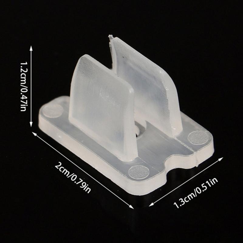 Clear LED Tape Fasteners, Plastic LED Ribbon Holders, with Two Opposing Prongs and Flat Mounting Bases for Direct Placement and Organized Routing