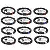 Fashion Jewelry Charm Unisex Black Stone Beads 12 Zodiac Signs Constelation Couple Bracelet