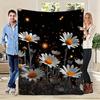 Romantic Chamomile Daisy Throw Blanket Floral Golden Bokeh Decor Print Soft Warm Blanket for Indoor Leisure Resting Home Use