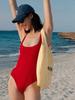 Elegant Red Backless Strappy One-Piece Swimsuit for Women