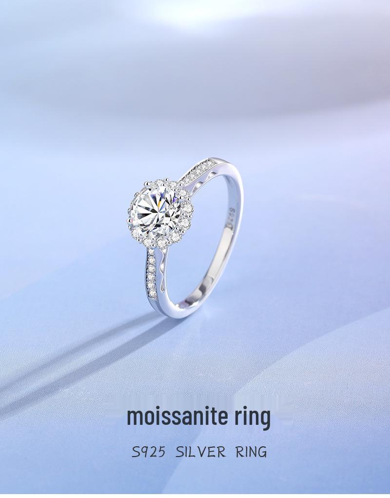 Dazzling Moissanite Flower Ring - 1.0ct, D Color, Eight Hearts & Arrows, S925 Silver with Pave Diamonds.