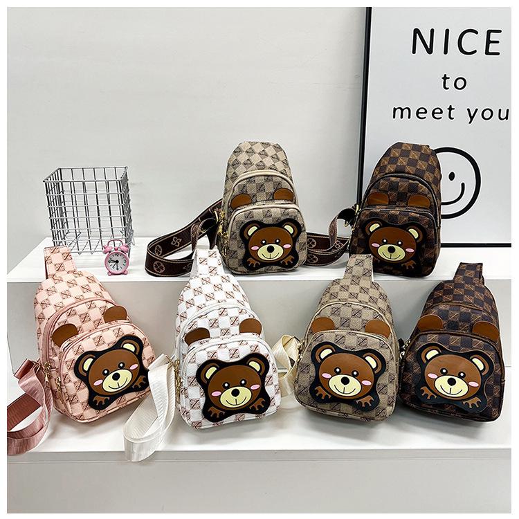 

2024 Niche Women s PU Bear Pattern Crossbody Bag рожевий