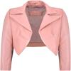 Noora Damen Baby Pink Cropped Jacke Leder Slim-fit Offener Blazer | Party-Wear-Blazer | Geburtstagsgeschenk sie