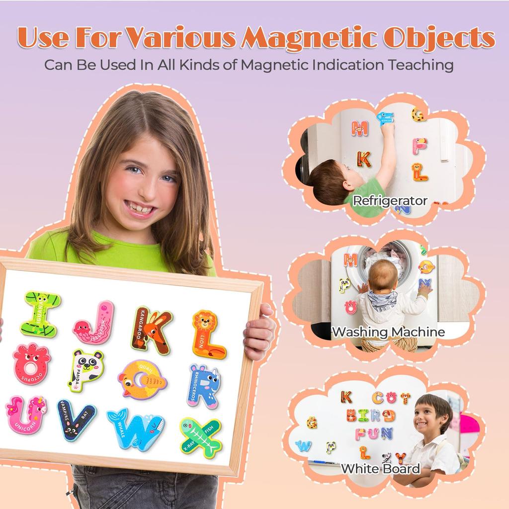 Magnetické písmenkové hračky pre batoľatá ABC zvieracia abeceda puzzle magnety na chladničku pre deti vzdelávacie hry na učenie pravopisu