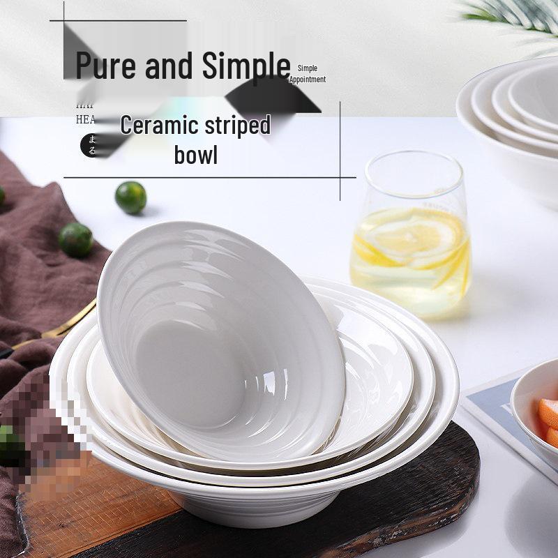 White Ceramic Microwaveable Bowl – Versatile for Soup, Noodles, Rice, and More, Ideal for Home or Commercial Use
