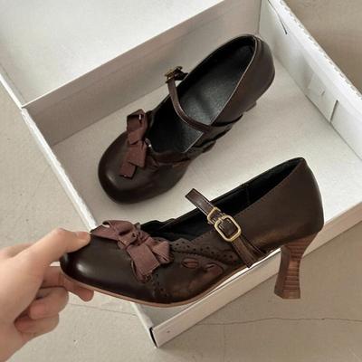 Designer Luxury Thick Heel Women Mary Jane Shoes Fashion Butterfly-knot Buckle Strap Shoes 2026 New Spring Ladies Dress Pumps