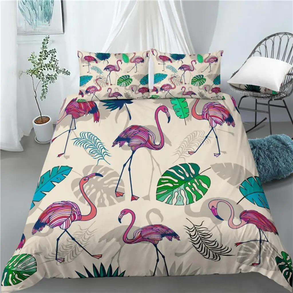 Luxury 3D Flamingo Print Bedding Sets Comfortable Duvet Cover and Pillowcases in EU/US/AU Sizes