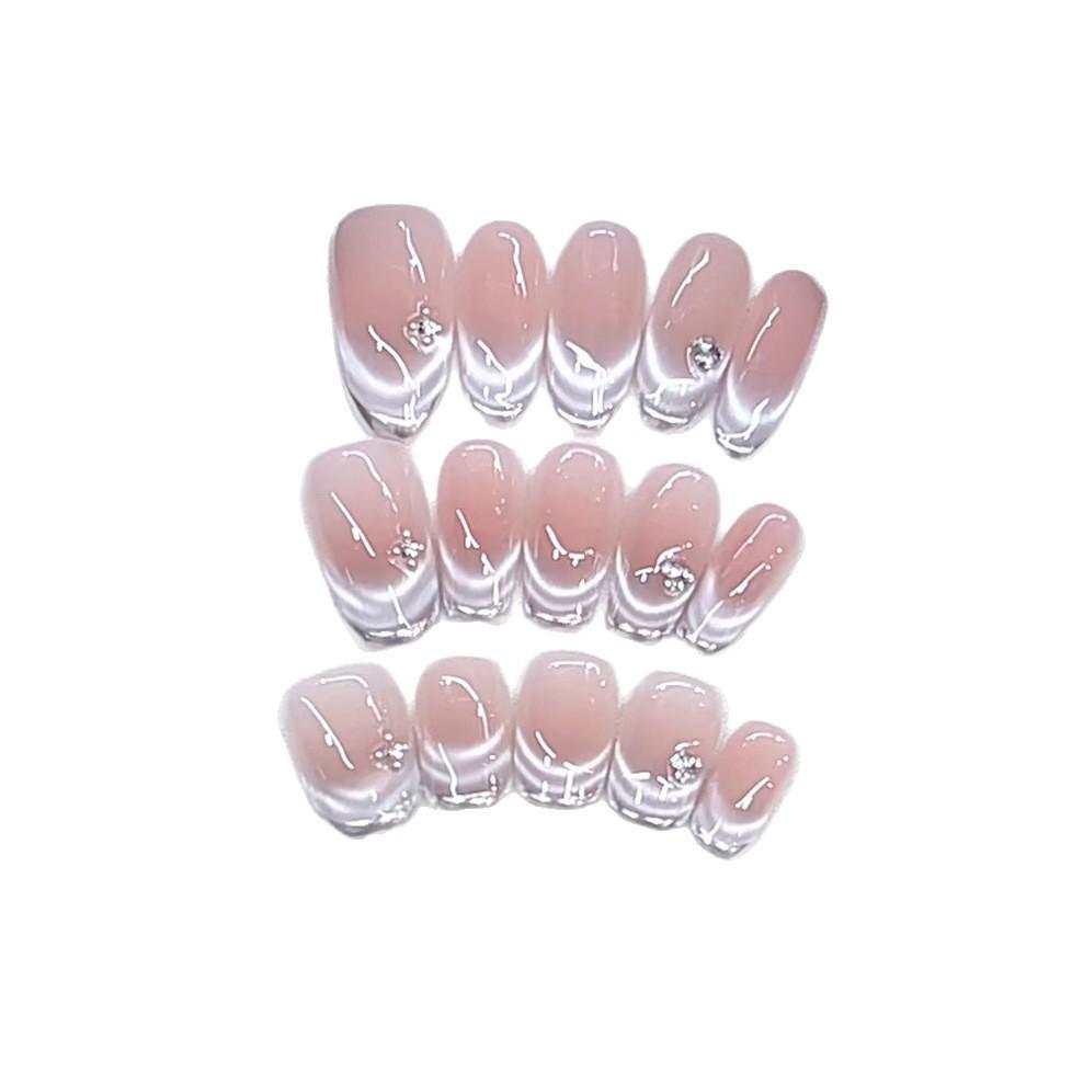 Hand-woven Armor New Style Fantasy Fingertip Magic Mirror Pink Blush French Cat Eye Pure Nail Art Sticker