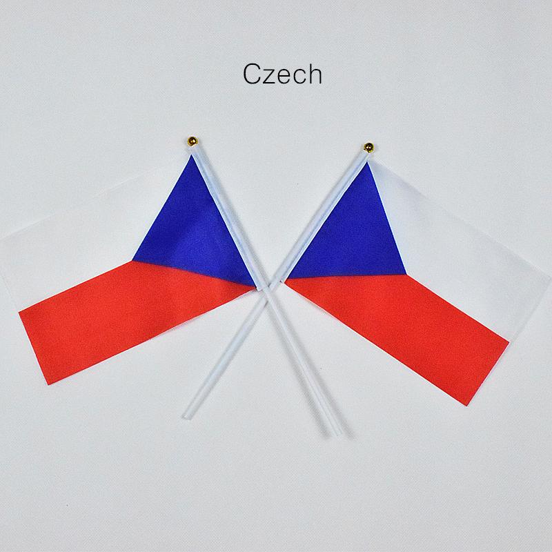 10 piezas de banderas de mano checas de 14*21 cm
