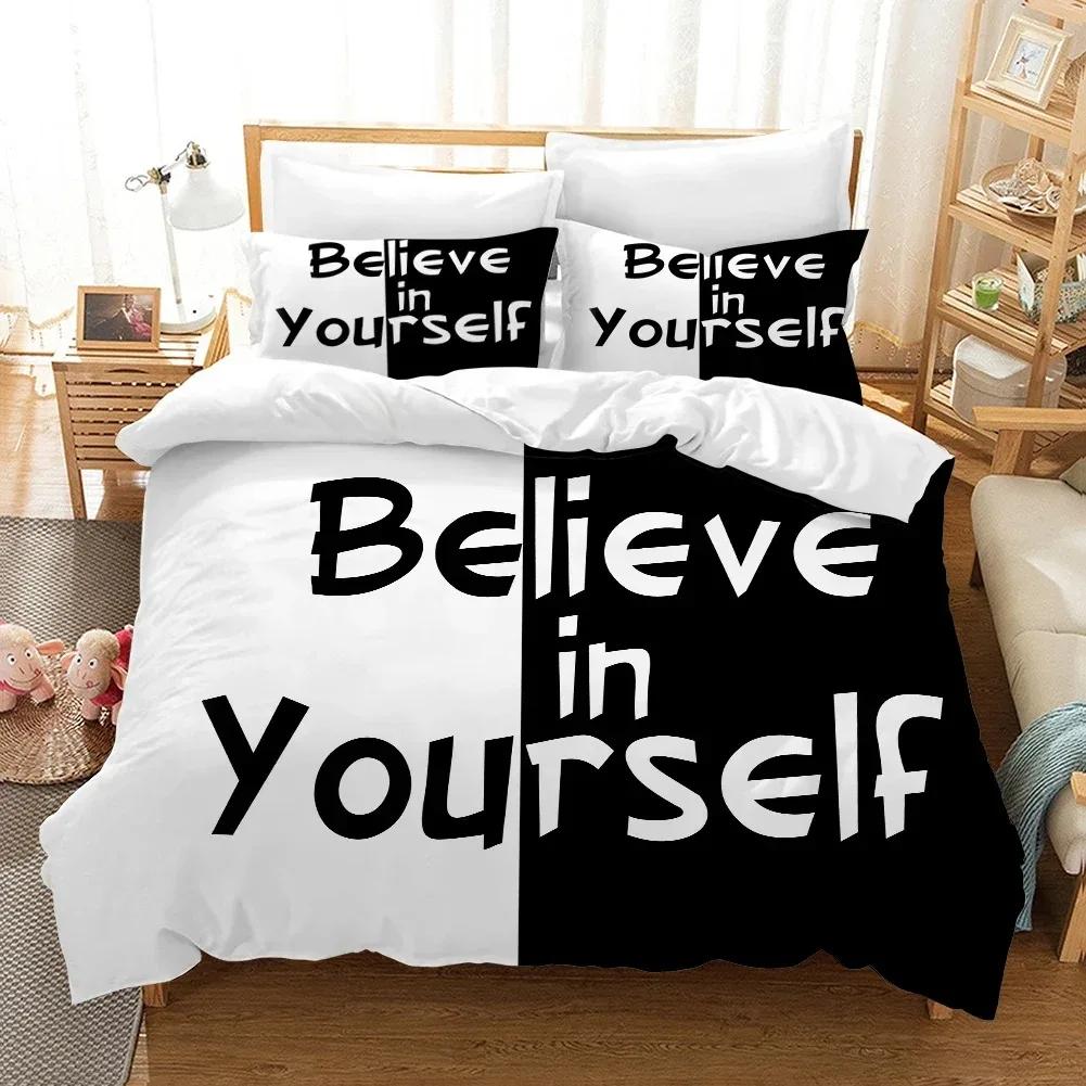 Funda nórdica con letras Believe In YourselfYou Are SpecialTimeLoveKeep on Juego de cama con funda de edredón Juego de cama Regalos