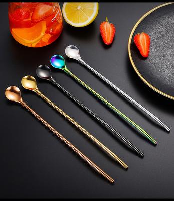 5PCS Stainless Steel Straw, Stirring Tube, Spoon - All-In-One Dual-Purpose Dessert and Milk Tea Spoon