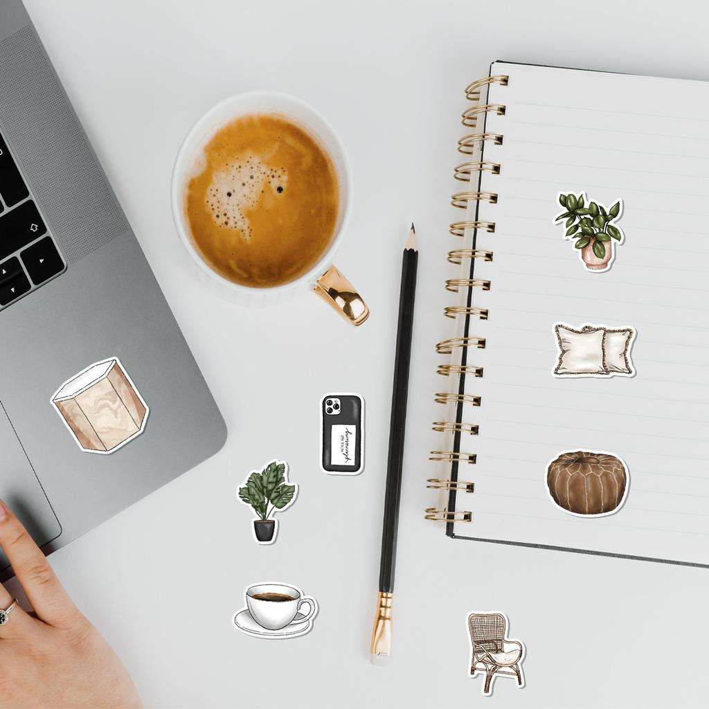 50 Boho Style Home Graffiti Stickers Water Cup Computer Waterproof Decoration Stickers Creative DIY Stickers