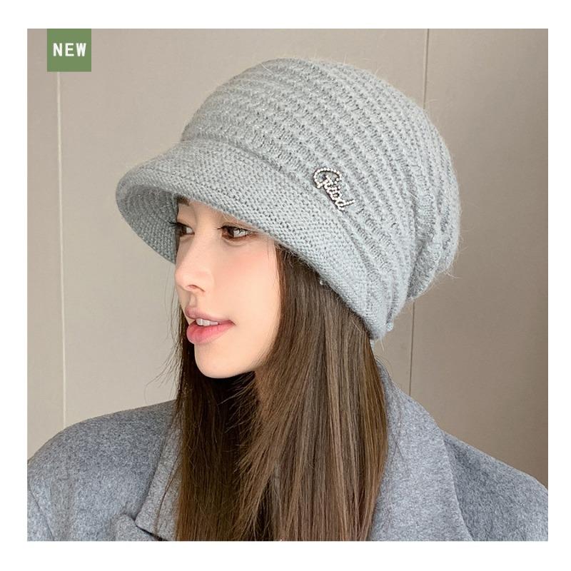 

Зимняя толстая горизонтальная вязаная шапка из кроличьей шерсти с завязками, элегантная универсальная ветрозащитная шапка из пряжи One size серый