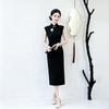 Embroidery black sleeveless national style new Chinese style Suzhou daily long cheongsam improved young women's high sense summer