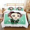 3D Anime Demon Slayer Duvet Cover Sets with Pillow Cover Polyester Teens Boys Bedding Set Full Queen King Size Cartoon Bed Linen