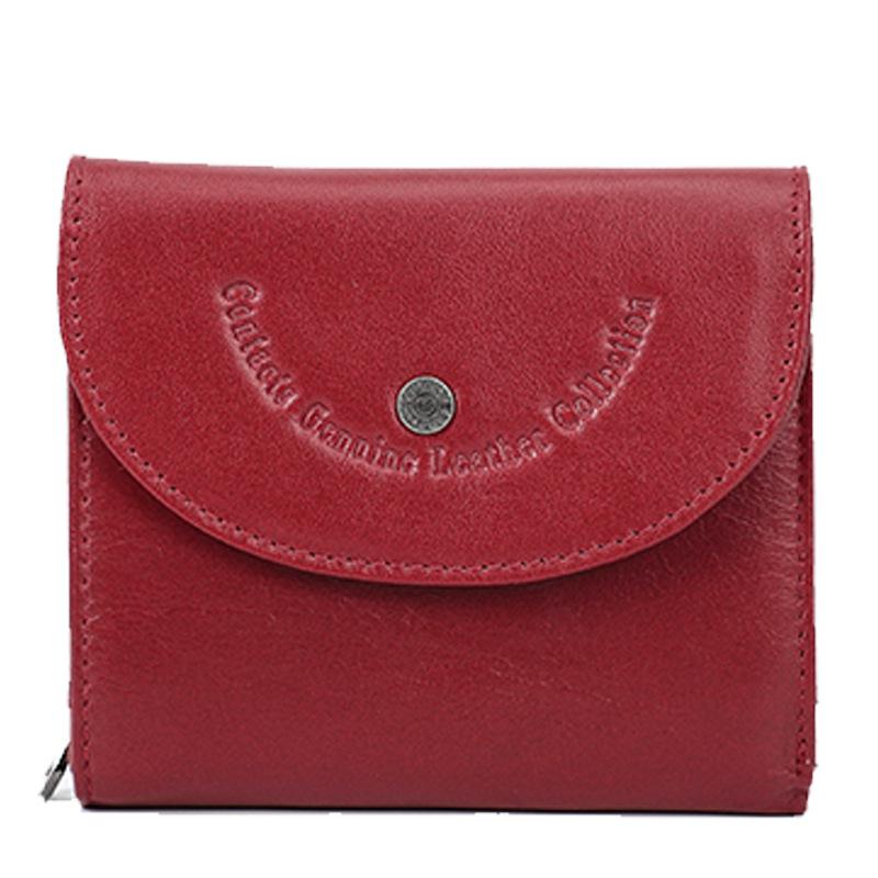 

Johnature Fashion Genuine Leather Wallet Versatile Одноколірний Короткий Rfid Anti Theft Жіночі Гаманці Коров ячої Шкіри Три Складні Гаманець червоний