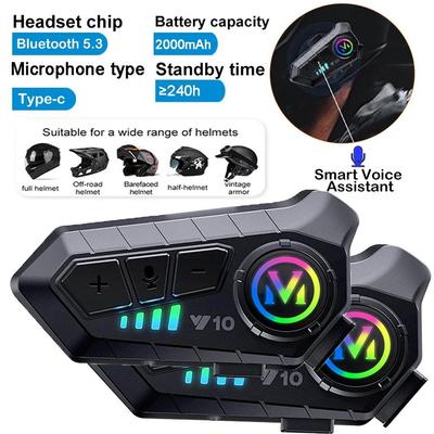 Y10 Helm Headset Motorrad 10m Intercom Bluetooth Kopfhörer LED Beleuchtung Interphone Musikplayer Moto Zubehör