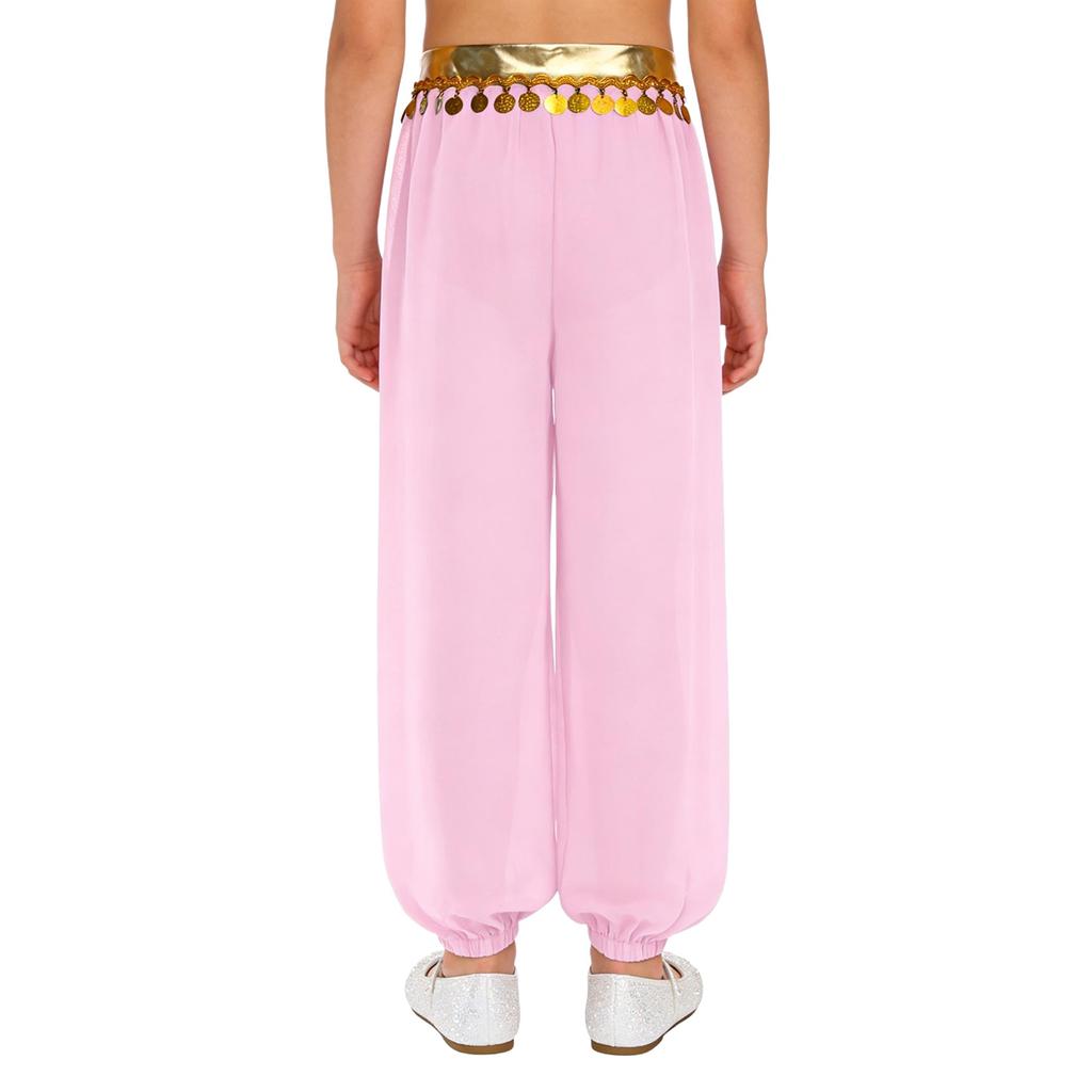 Mädchen Bauchtanz Kostüm Patchwork Pailletten Quasten Hose Eingearbeiteter Slip Elastische Beinöffnung Hose