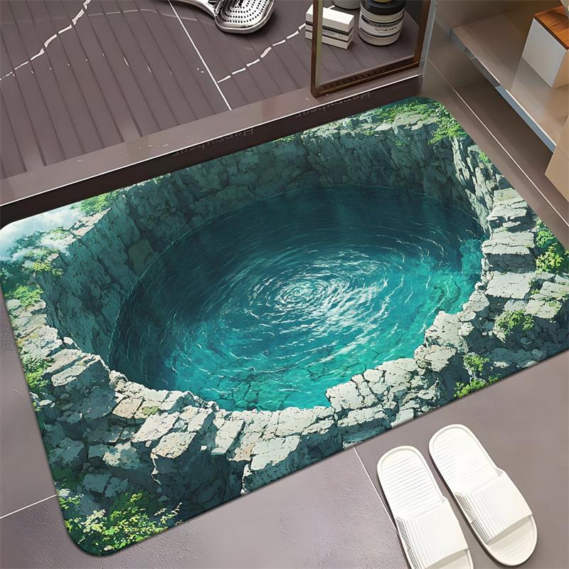 3D Hollow Illusion Bathroom Floor Mat Washbasin Bathtub Side Anti Slip Absorbent Rug Porch Entrance Exquisite Anti Slip Mat