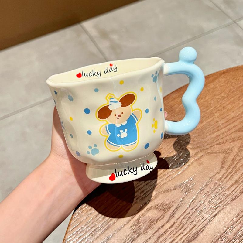 Ins Cute Cartoon Goblet Pacha Dog Mug Water Cup Couple Ceramic Cup Birthday Gift Girls Practical