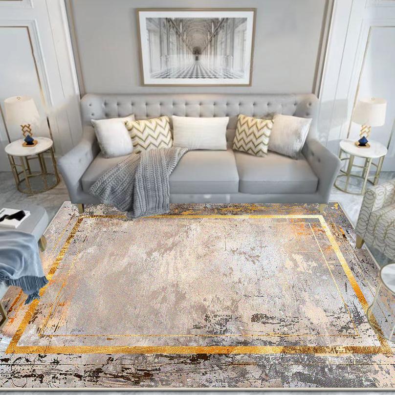 Chinese Style Carpet Living Room High-end Luxury American Hairless Tea Table Rug Short Velvet Bedroom Bed End Floor Mat Lounge