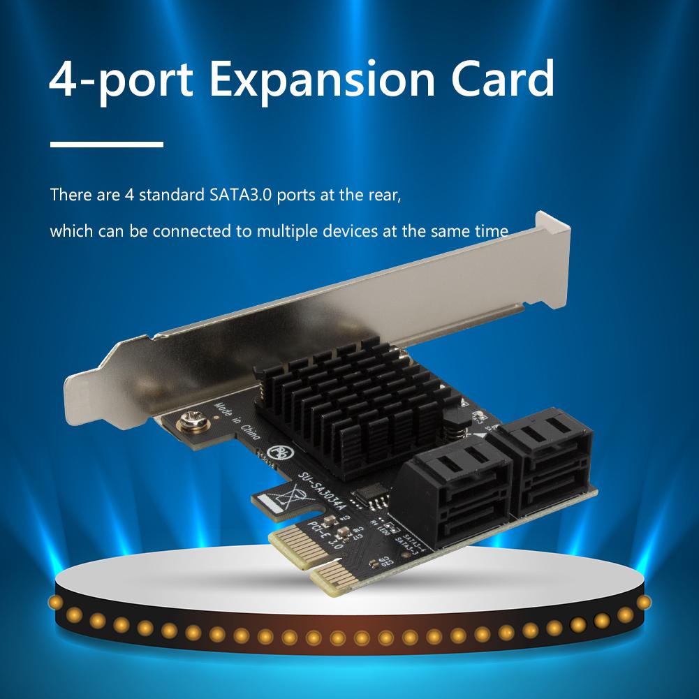 Image Card Extension Cable Adapter Card PCIe SATA Adapter 4 Port SATA III to PCI Express 3.0 X1 Internal Expansion Card