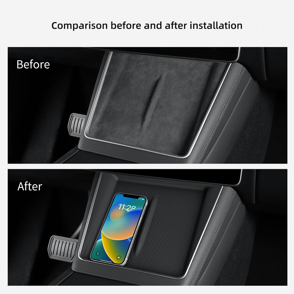 Center Console Wireless Charging Pad for Tesla Model Y Juniper Model 3 2026 2026 Non-slip Charger Mat Car Organizer Accessories