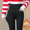 High Waist Black Shark Leggings - Plus Size Velvet Winter Pencil Pants