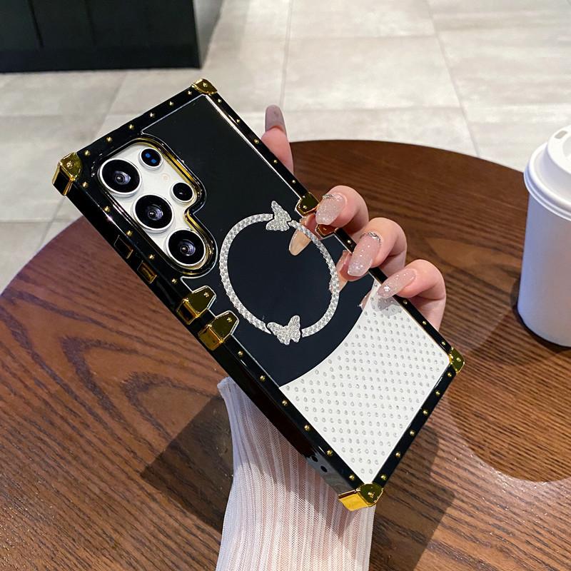 Suitable for Samsung S25 Ultra Mobile Phone Case Luxury Flash Diamond Butterfly Plating Mirror Full Inclusive New A36 Protective Case