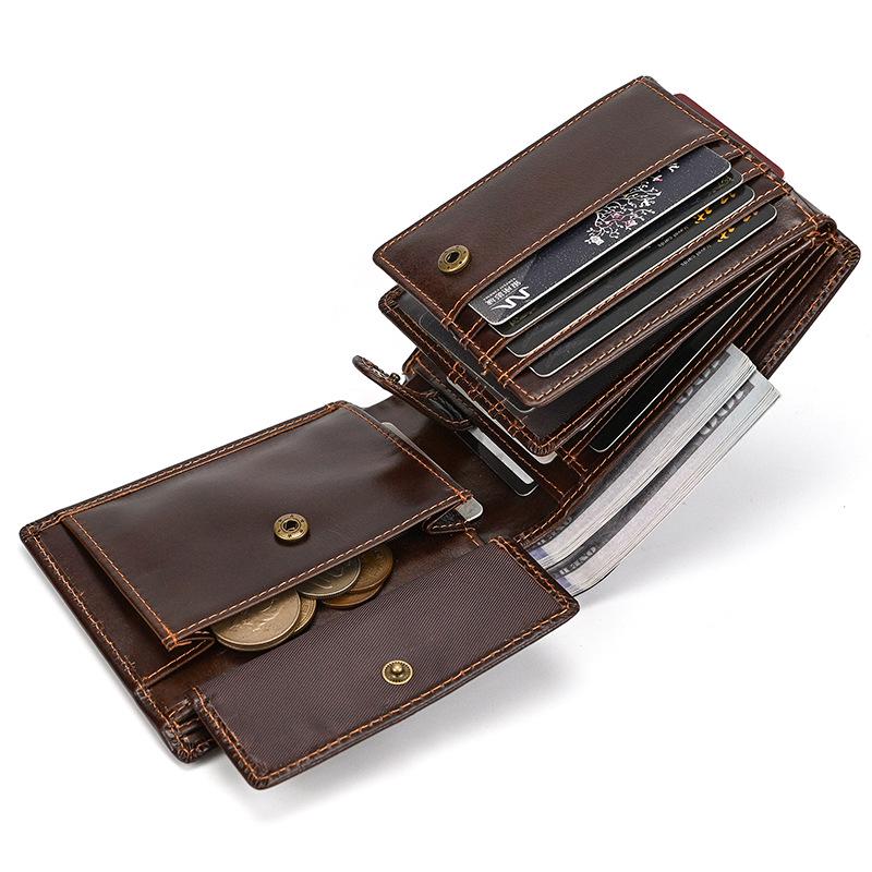 

Мужской кошелек из натуральной кожи с RFID-защитой и множеством отделений для карт