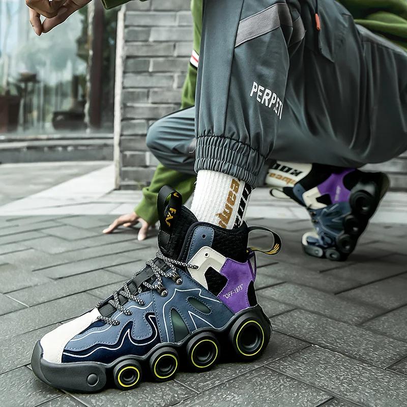 Anti-slip and Wear-resistant Sports Casual Shoes High-top Men's Shoes 2025 New Thick-soled Height-increasing Shoes