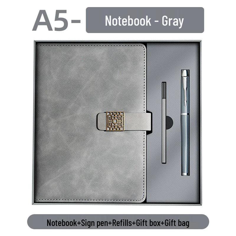 Chinese Style Custom Logo Business Notebook Gift Set - Thick Simple Diary for Office Meetings