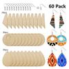 60 Pieces Fashion Unfinished Wooden Earrings Pendants Blank Multi-shape Pendants DIY Craft Jewelry Making for Women Girl