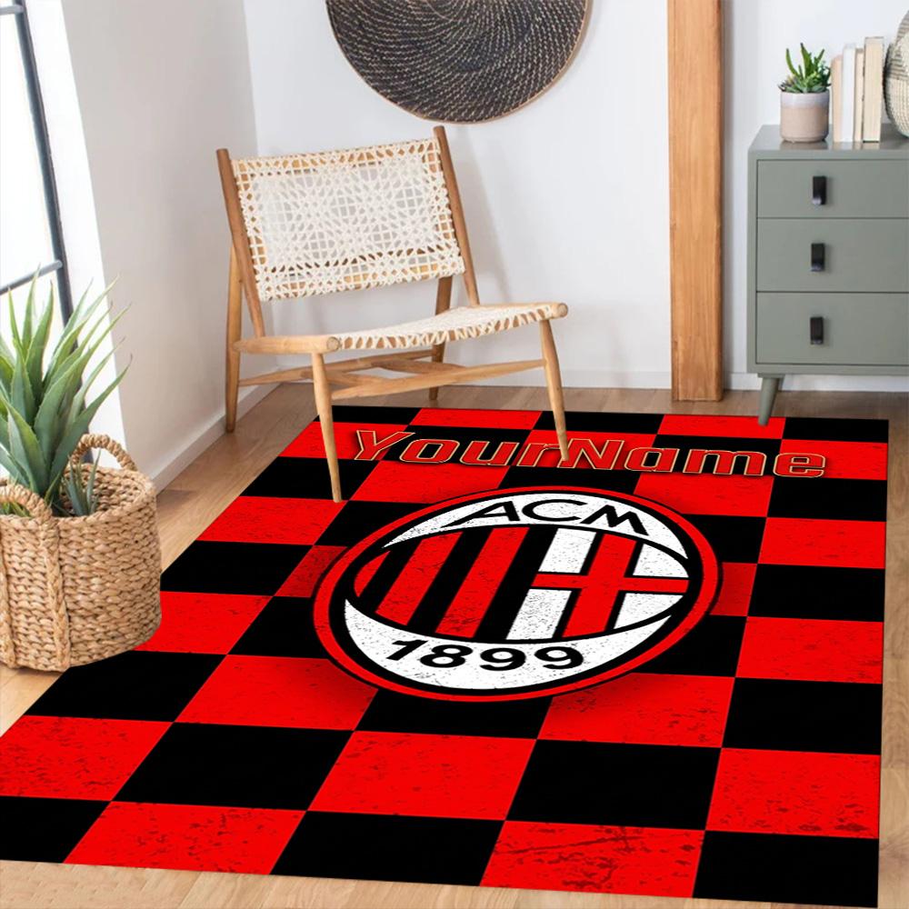 Ac Milan Customize Text Floor Rug Office Rug Perfect for Entryway Outdoor Kitchen Dining Room Anti-slip Rug Anime Office Decor